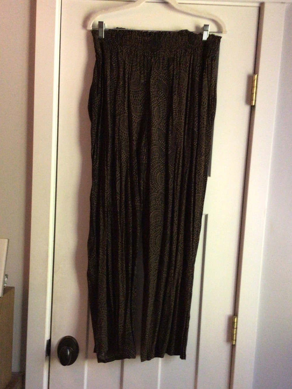 NWT Sanctuary Smocked Waist Wide-Leg Palazzo Pants - Black & Brown Geometric